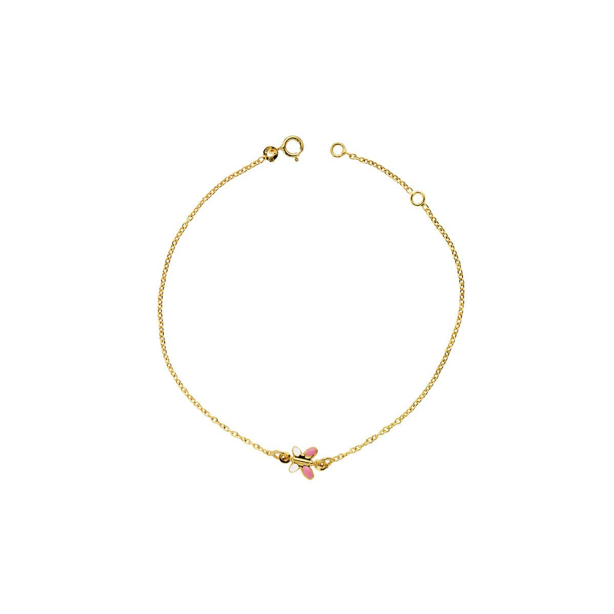 18K PULSERA ORO AMARILLO MARIPOSA ESMALTE 18CM 1.20CM 1
