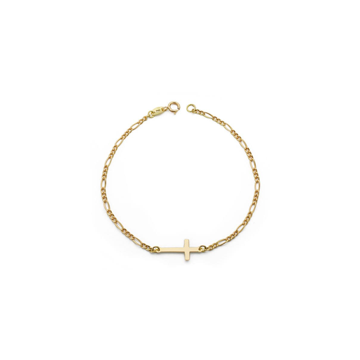 18K PULSERA ORO AMARILLO CRUZ 17 MM LARGO 19CM ESLABON 3X1 1.8 MM 1