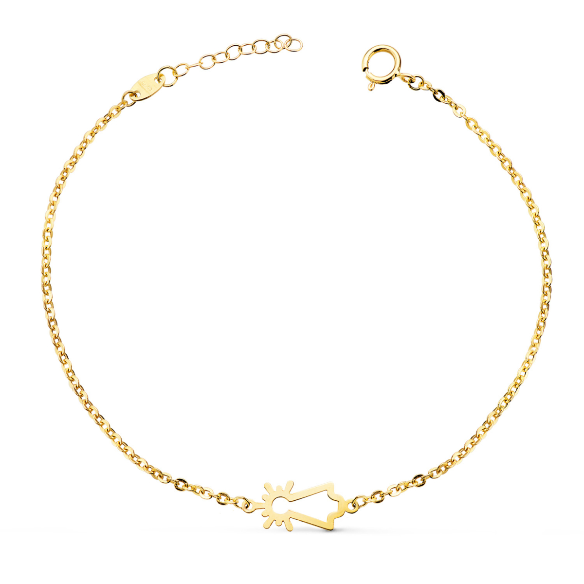18K PULSERA ORO AMARILLO SILUETA VIRGEN PILAR 15X6 MM. LARGO: 17-3 CM 1