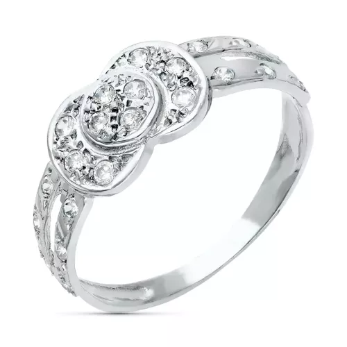 18K SORTIJA ORO BLANCO MOTIVO CON CIRCONITAS. ANCHO 7