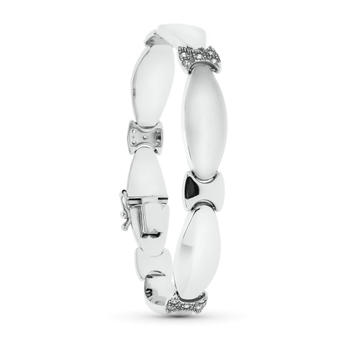 18K PULSERA ORO BLANCO MATE Y BRILLO 19.5 CM 21
