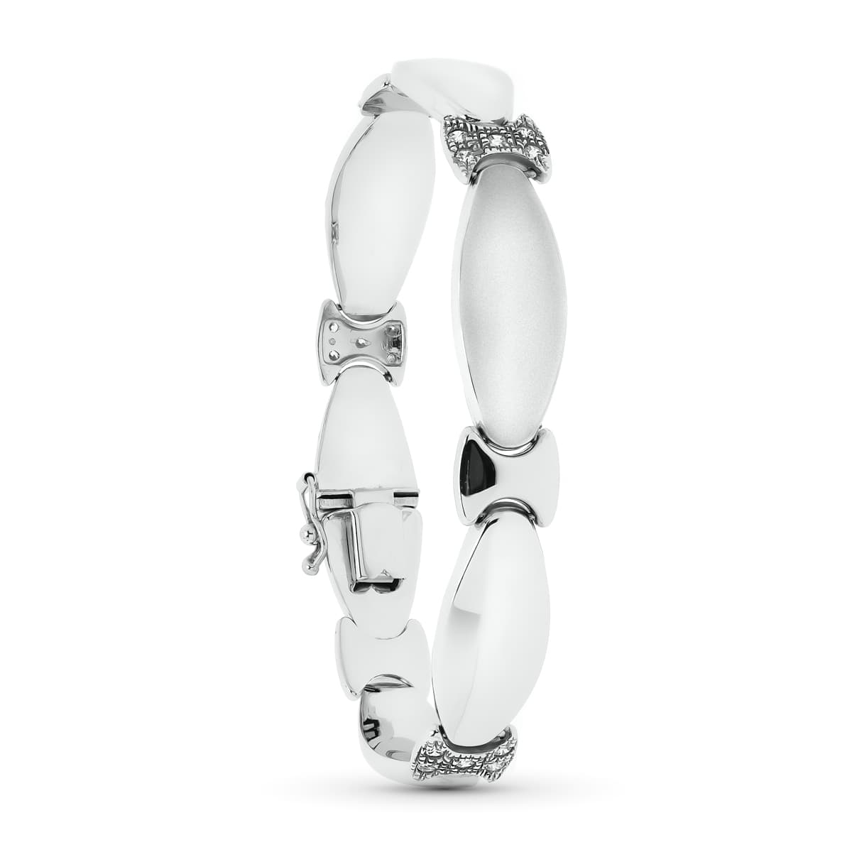 18K PULSERA ORO BLANCO MATE Y BRILLO 19.5 CM 21