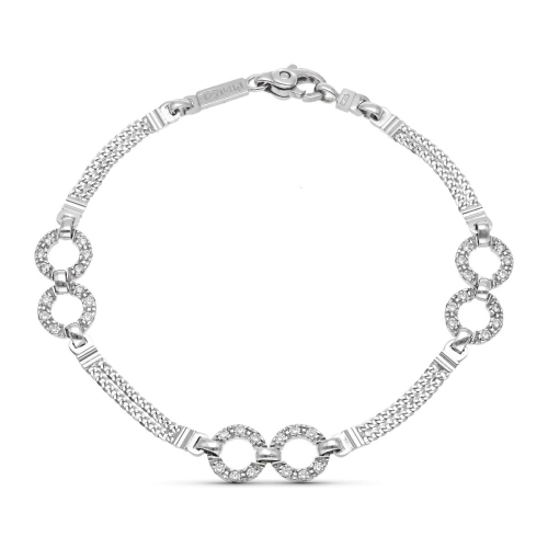 18K PULSERA ORO BLANCO TRAMOS Y CIRCULOS CON CIRCONITAS18.5 CM 9