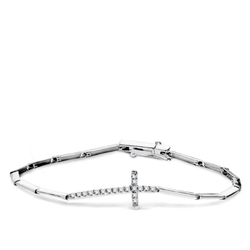 18K PULSERA ORO BLANCO CRUZ 19.5 CM 5