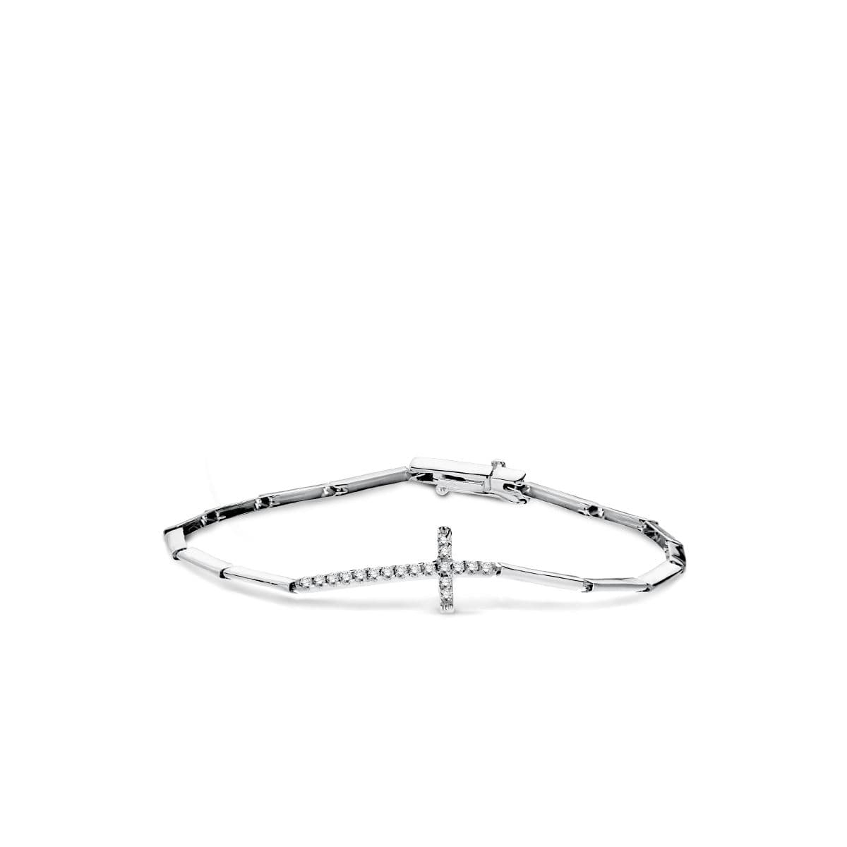 18K PULSERA ORO BLANCO CRUZ 19.5 CM 5