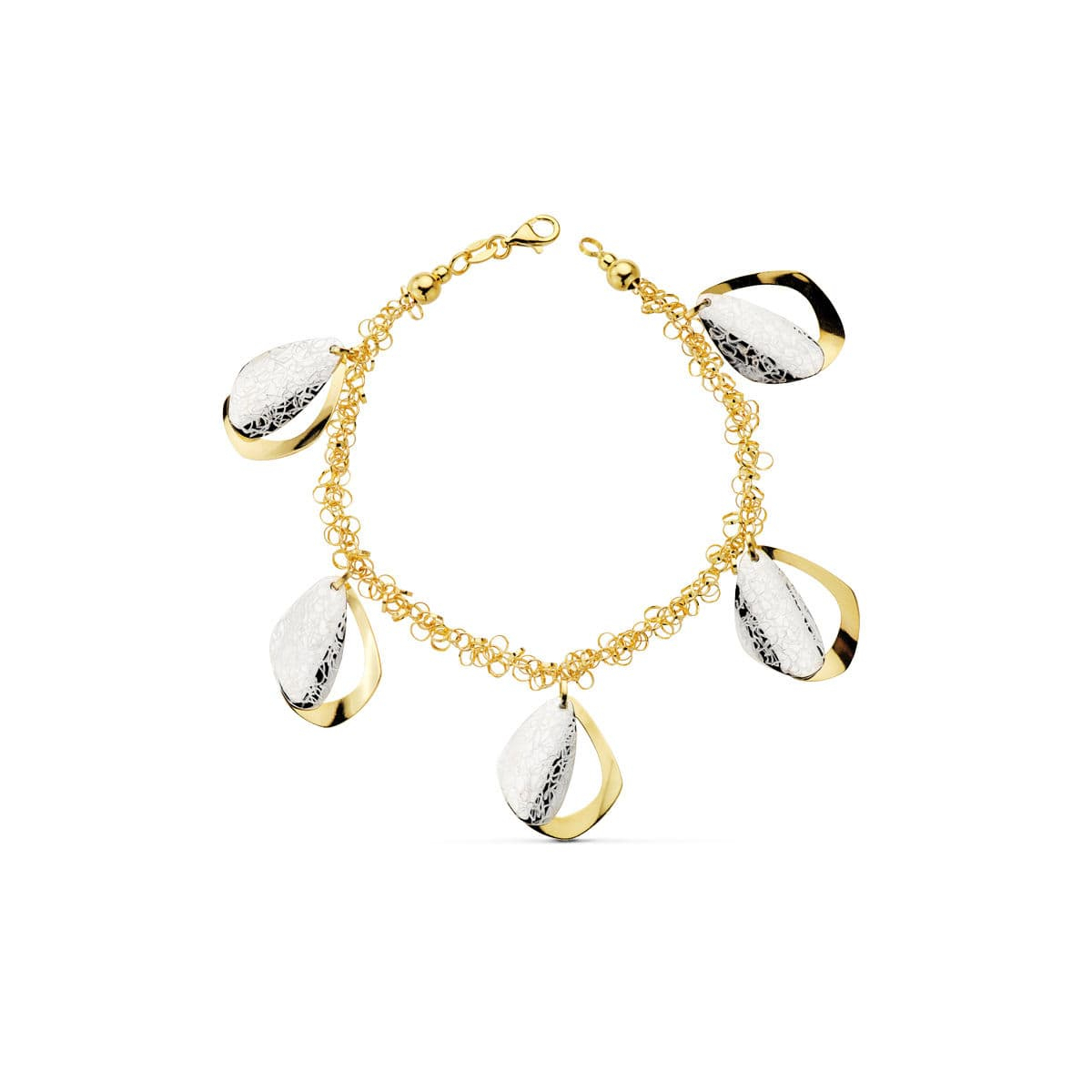 18K PULSERA BICOLOR FETICHES 19CM 13