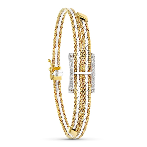 18K PULSERA ORO BICOLOR RECTANGULO. 12