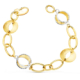 18K PULSERA ORO BICOLOR ESLABONES OVALES Y MOTIVOS REDONDOS RAYADOS. 20CM 12