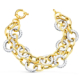 18K PULSERA ORO BICOLOR DOBLE CADENA HUECA MOTIVOS REDONDOS 20.5 CM 12