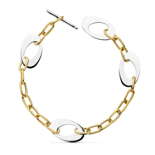 18K PULSERA BICOLOR MOTIVOS 24CM 12