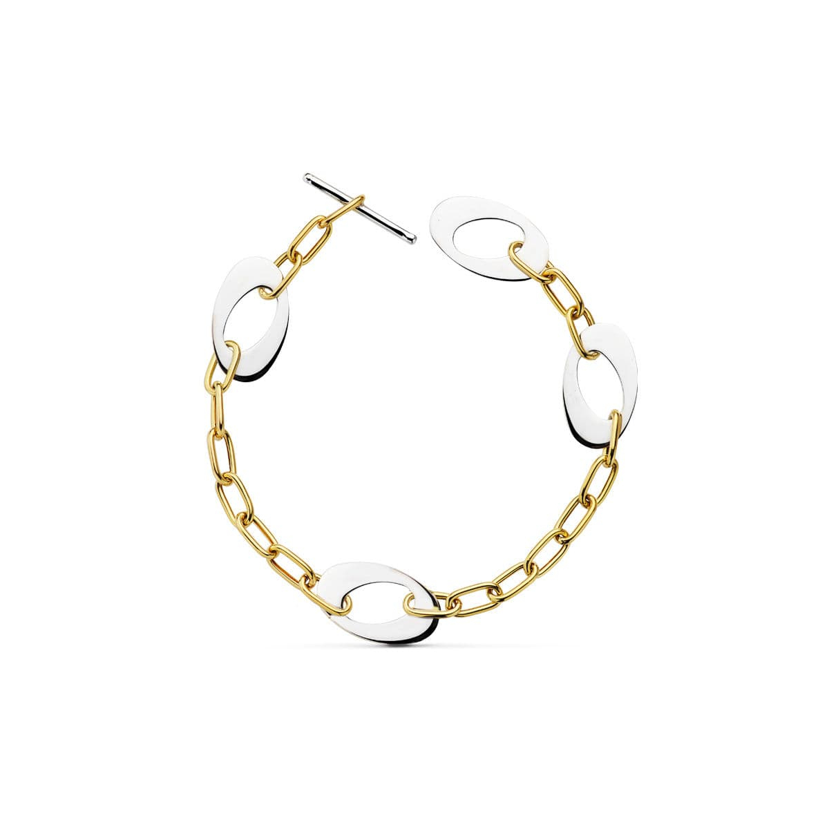 18K PULSERA BICOLOR MOTIVOS 24CM 12