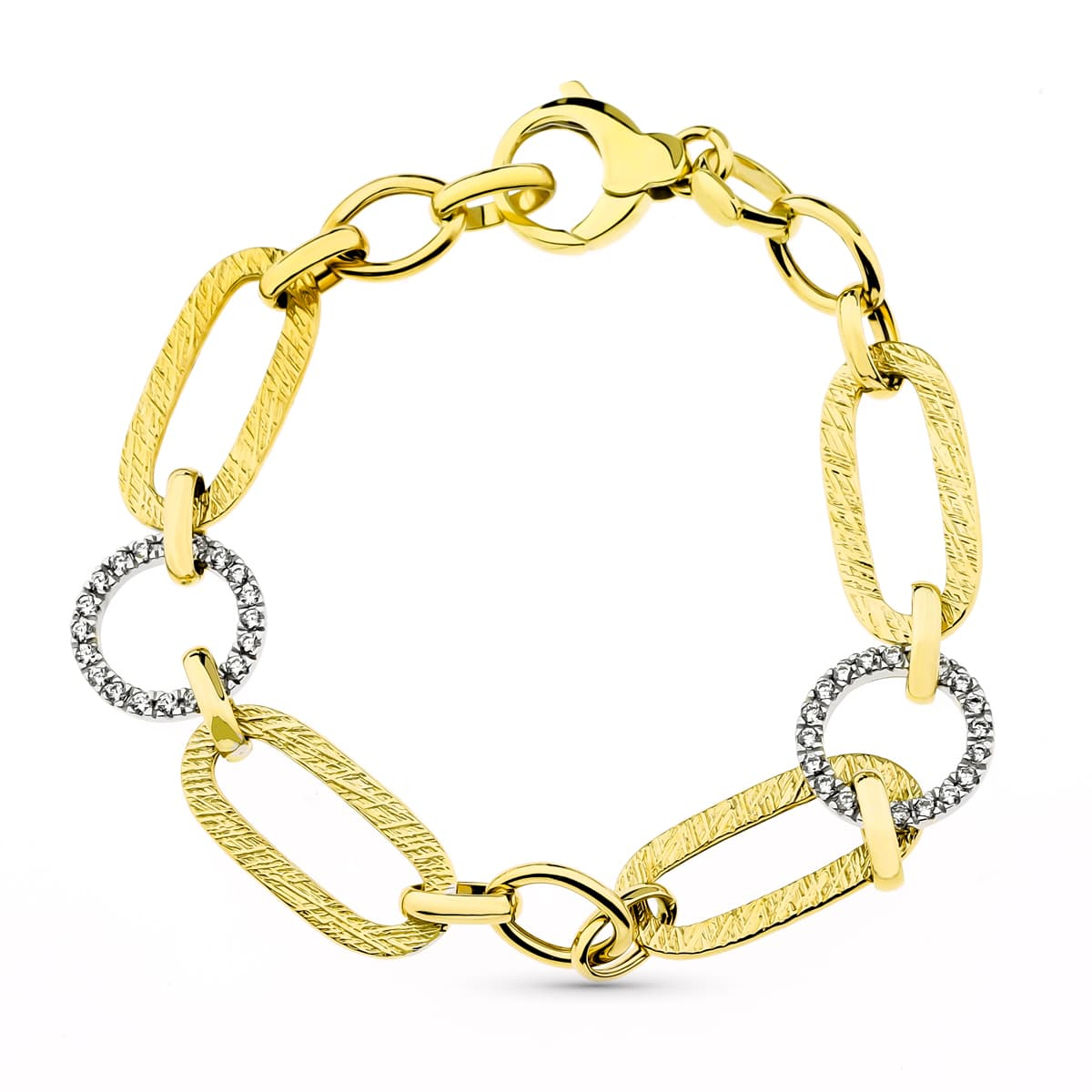 18K PULSERA BICOLOR ESLABONES ANCHO 14 MM LARGO 20.5 CM 10