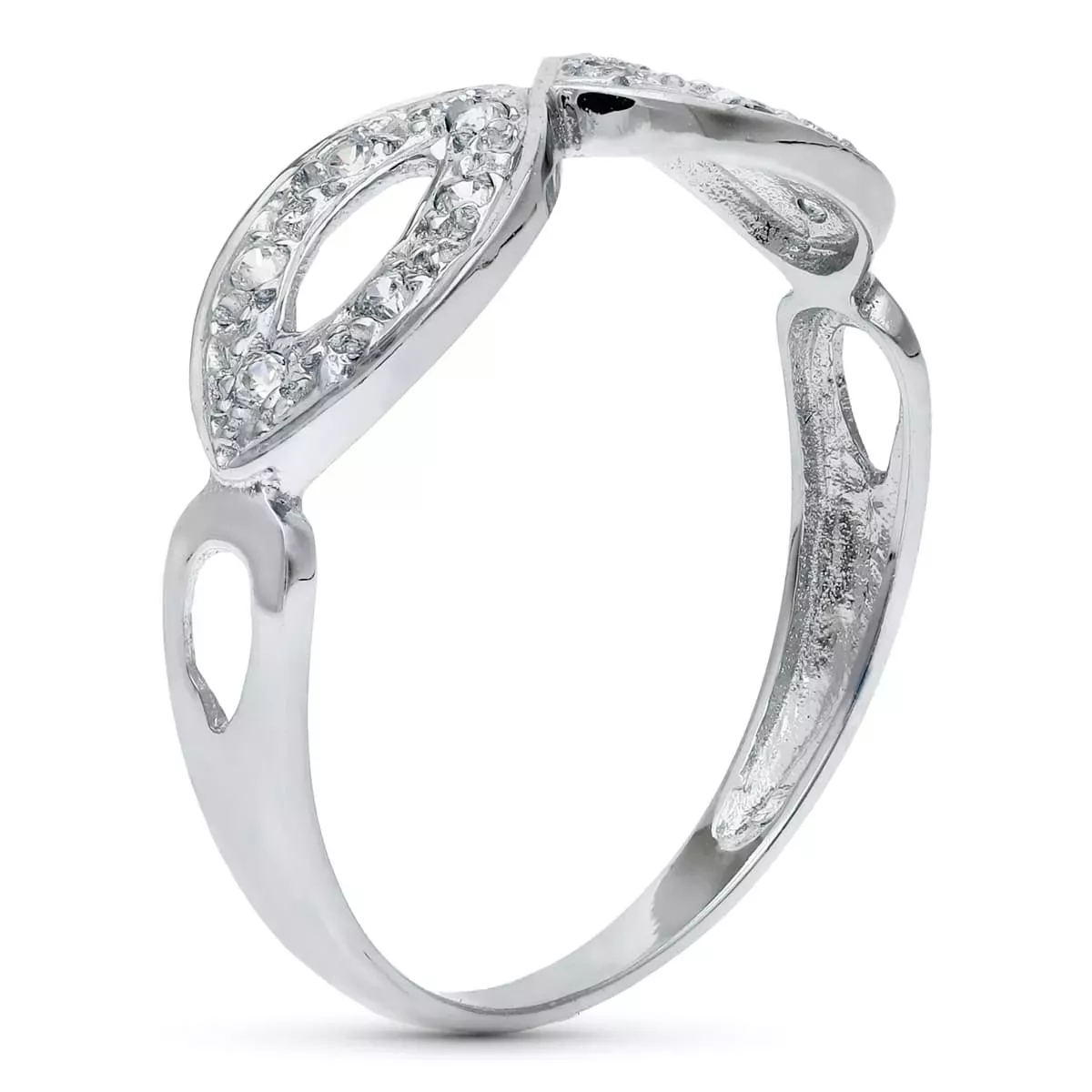 18K SORTIJA ORO BLANCO CALADA CON CIRCONITAS. ANCHO: 6 MM 1