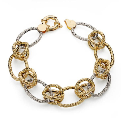 18K PULSERA ORO BICOLOR HUECA 19CM 8