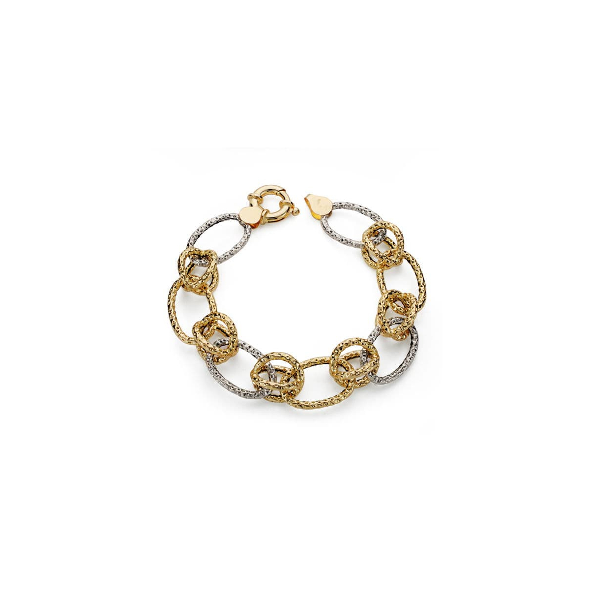 18K PULSERA ORO BICOLOR HUECA 19CM 8