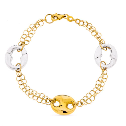 18K PULSERA BICOLOR NUDO BARCO 7