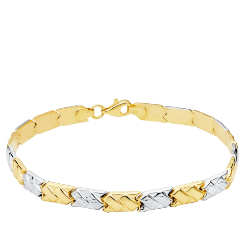 18K PULSERA BICOLOR ESTAMPACION 19CM 6