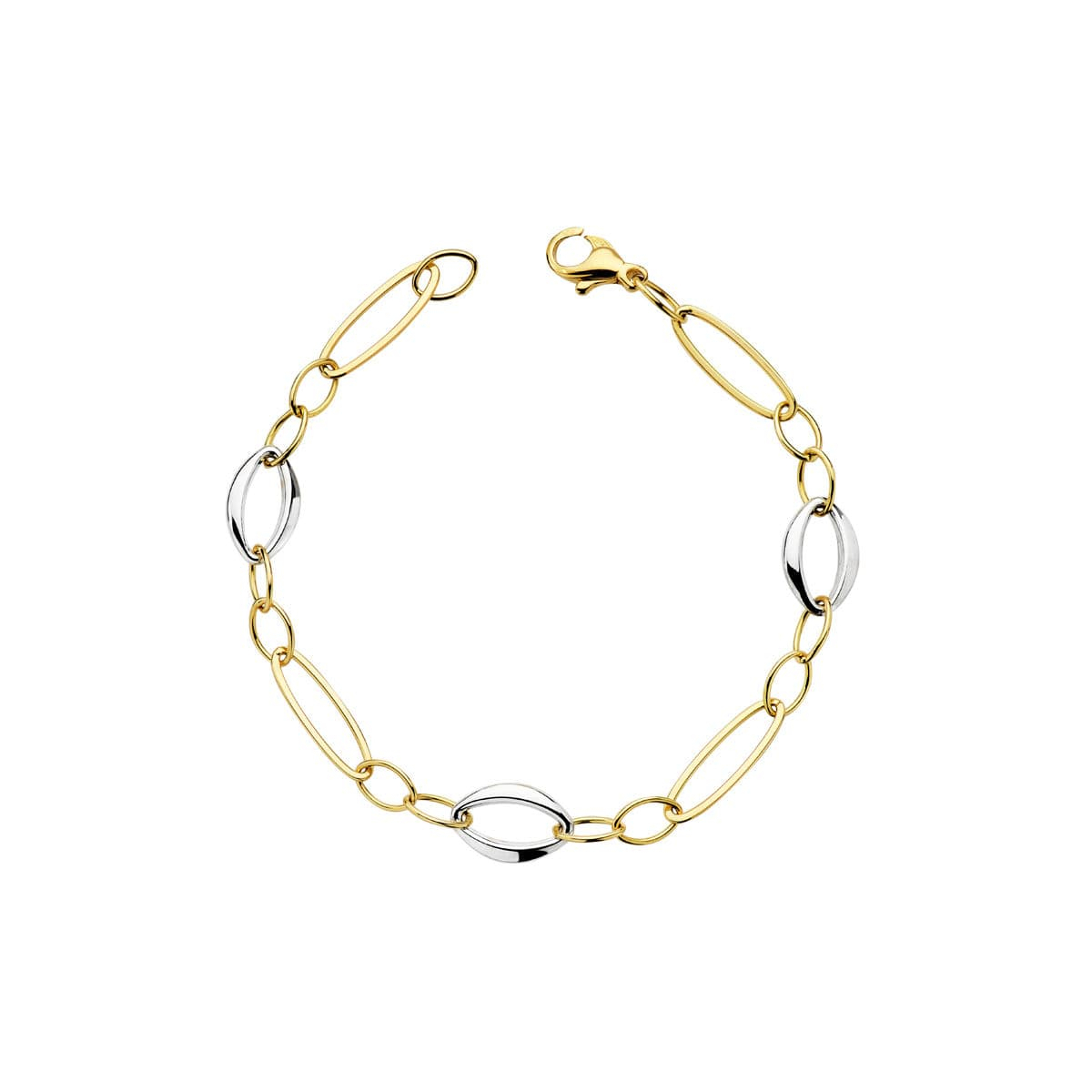 18K PULSERA HUECA ORO BICOLOR 19CM 5