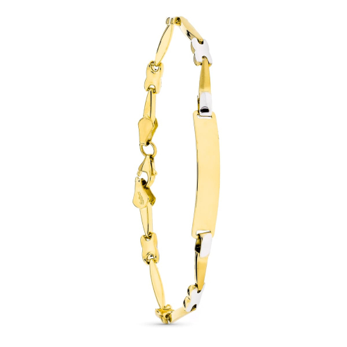 18K ESCLAVA ORO BICOLOR MATE Y BRILLO 18CM 5