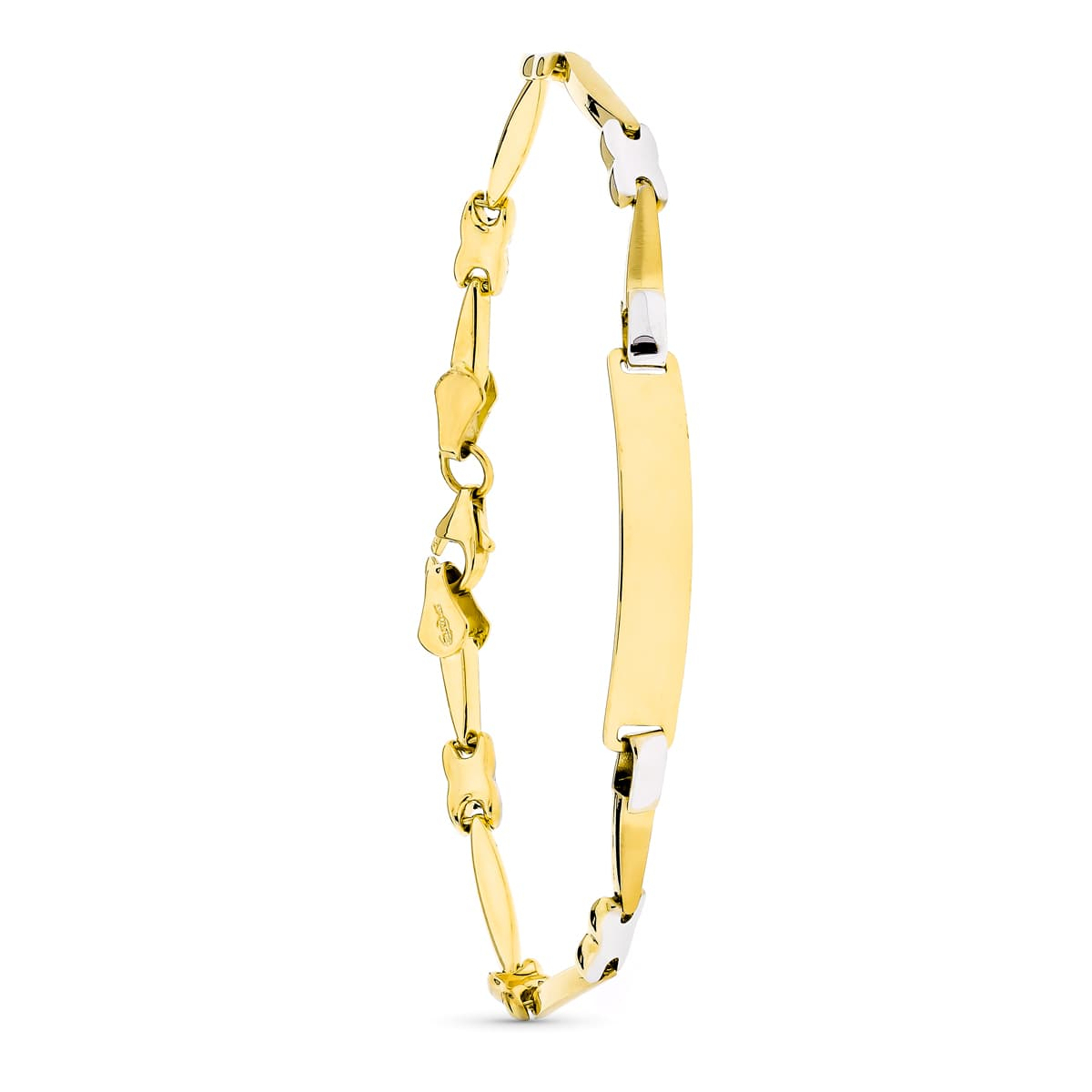 18K ESCLAVA ORO BICOLOR MATE Y BRILLO 18CM 5