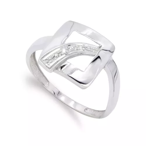 18K SORTIJA ORO BLANCO MOTIVO CUADRADO CON CIRCONITAS. ANCHO: 11