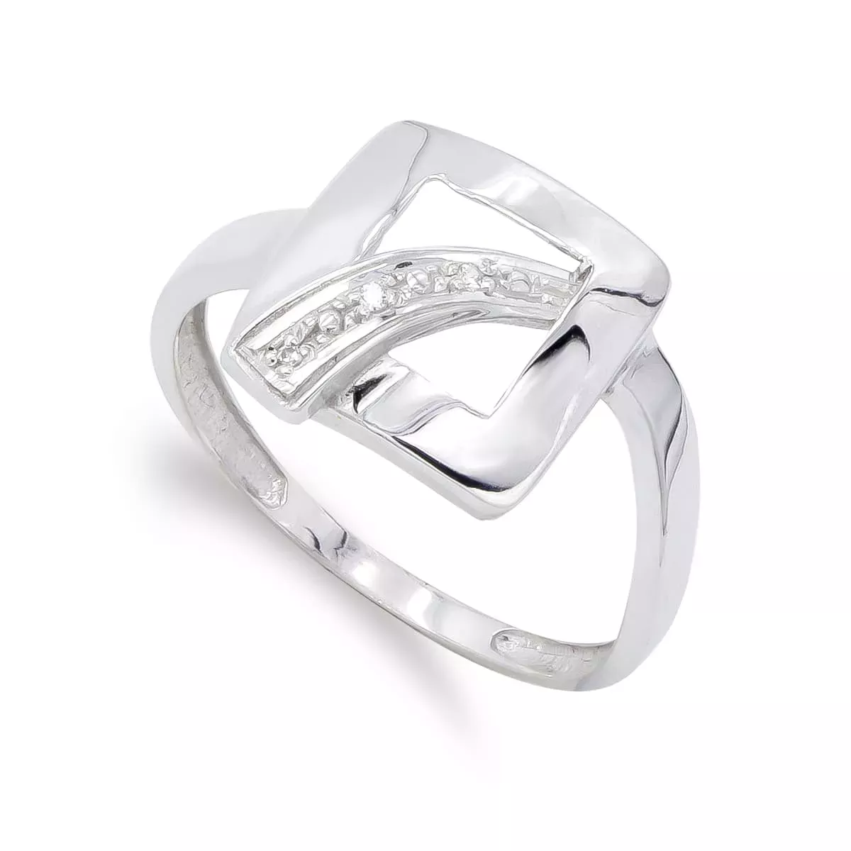 18K SORTIJA ORO BLANCO MOTIVO CUADRADO CON CIRCONITAS. ANCHO: 11