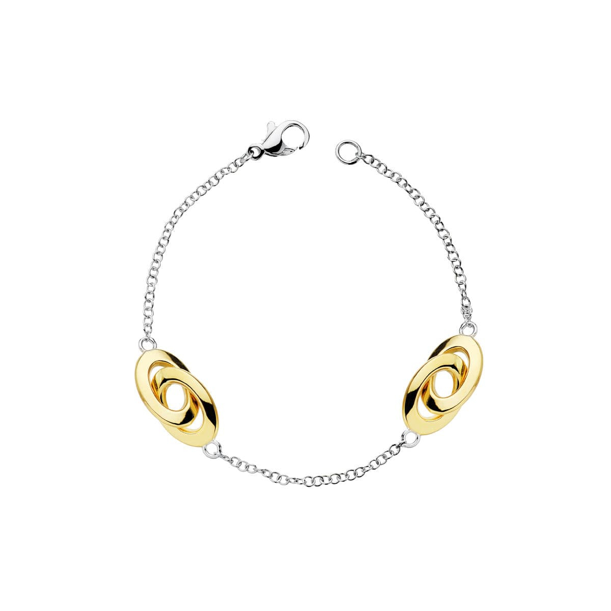 18K PULSERA HUECA ORO BICOLOR 19CM 5