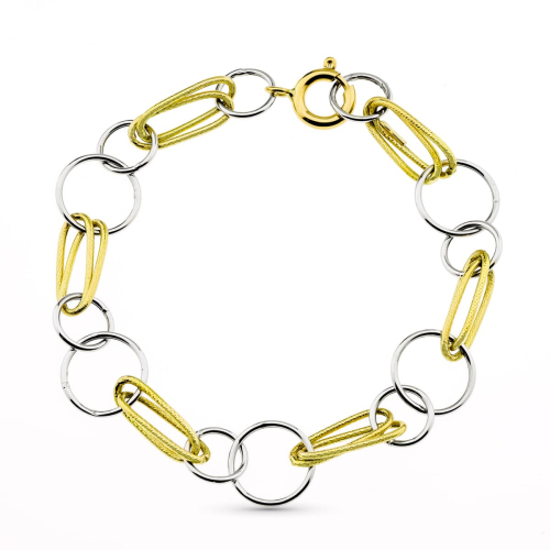 18K PULSERA BICOLOR ESLABONES 5