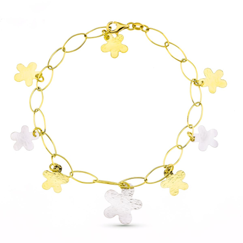18K PULSERA BICOLOR FLORES 3