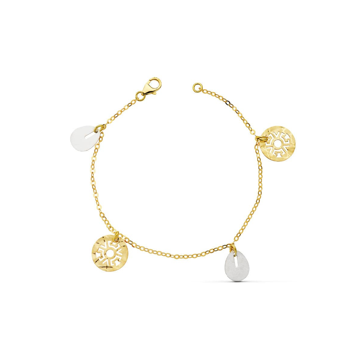 18K PULSERA BICOLOR FETICHES 19CM 3