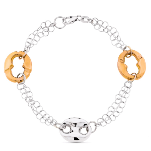18K PULSERA BICOLOR ORO BLANCO Y ORO ROSA NUDO BARCO 6