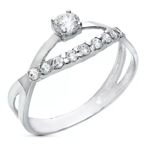 18K SORTIJA ORO BLANCO CRUZADA CON CIRCONITAS. ANCHO: 8 MM 2