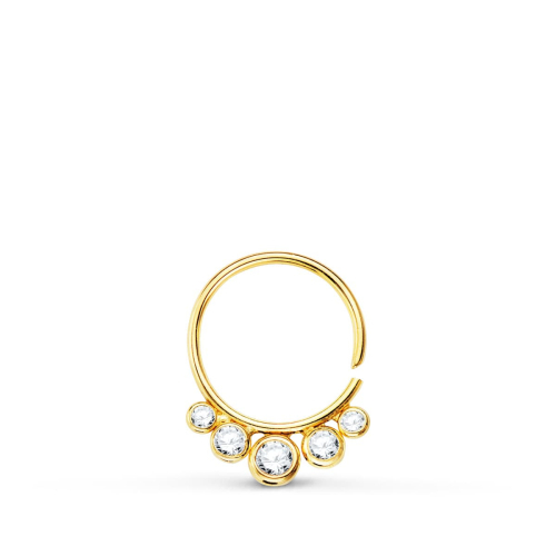 18K PIERCING OREJA ORO AMARILLO REDONDO CON CIRCONITA 13X10 MM 0