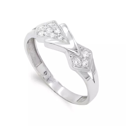 18K SORTIJA ORO BLANCO MOTIVO CON CIRCONITAS. ANCHO: 6