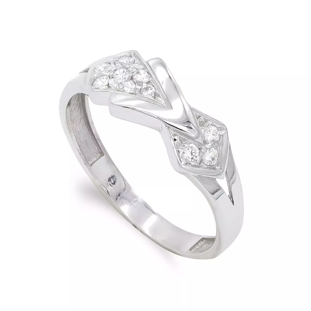 18K SORTIJA ORO BLANCO MOTIVO CON CIRCONITAS. ANCHO: 6