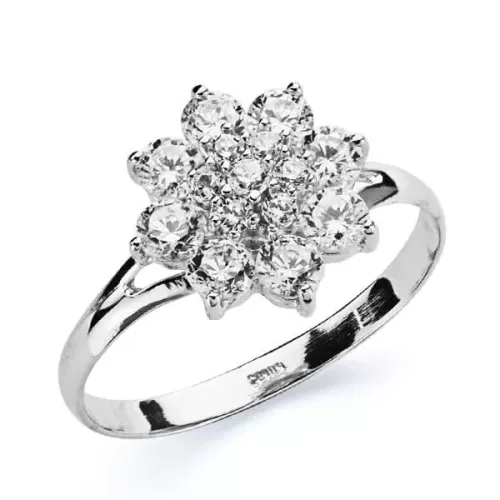 18K SORTIJA ORO BLANCO CON CUAJO DE CIRCONITAS. ANCHO: 11