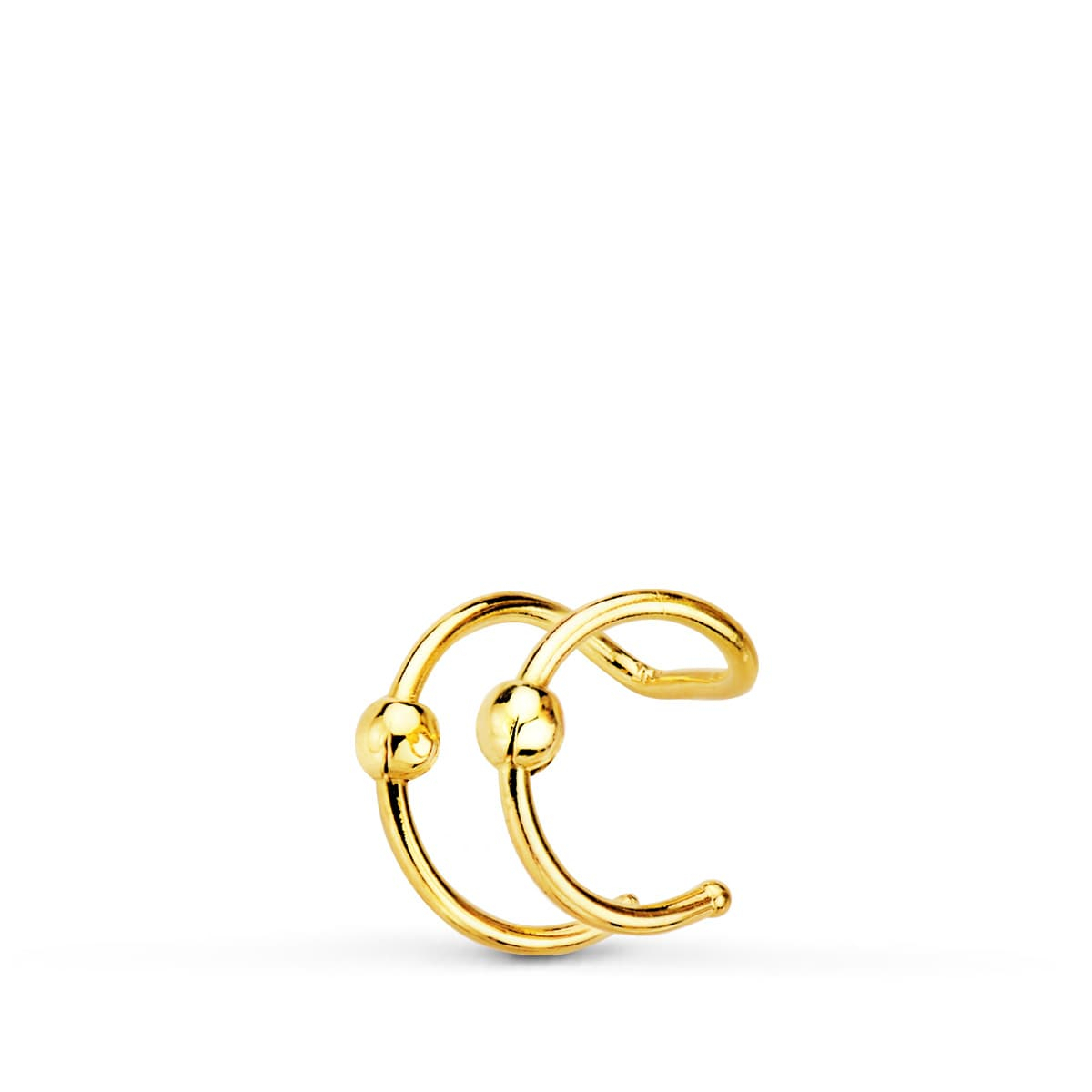 18K PENDIENTES EAR CUFF CARTILAGO OREJA ORO AMARILLO BOLITAS. 8 MM 0