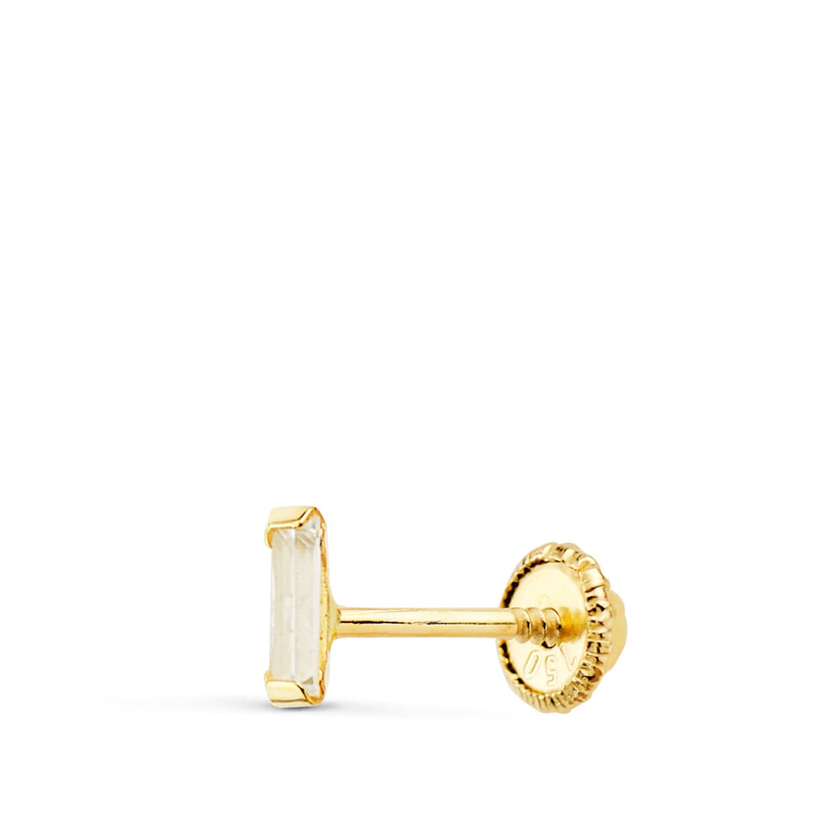 18K PIERCING OREJA ORO AMARILLO BARRITA CIRCONITA 4X2 MM ( MÍNIMO 3 UNIDADES) 0