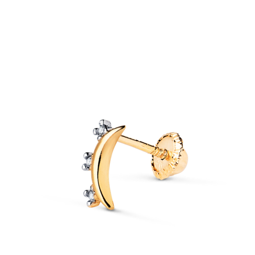 18K PIERCING ORO BICOLOR LUNA CON CIRCONITAS. MEDIDA: 8X4 MM. CIERRE TUERCA 0