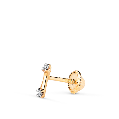 18K PIERCING ORO BICOLOR BARRA CON CIRCONITAS. MEDIDA: 6X2 MM. CIERRE TUERCA 0