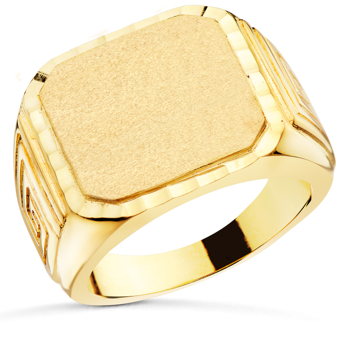 18K SELLO ORO AMARILLO CABALLERO MACIZO TALLADO ZONA GRABADO 18X17 MM 22