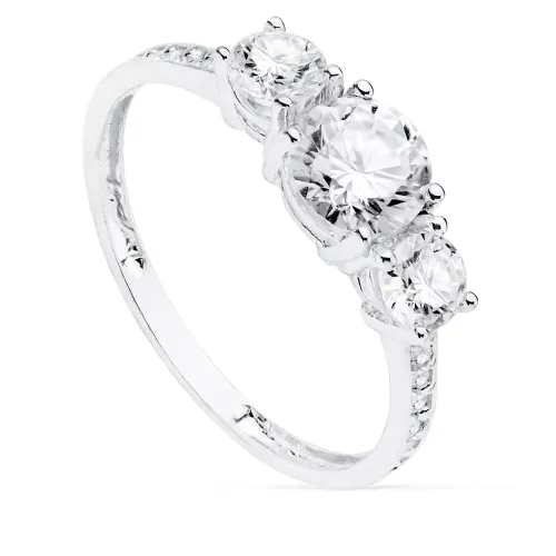 18K SORTIJA TRESILLO ORO BLANCO PIEDRAS 6 DE 4 MM CIRCONITAS 2