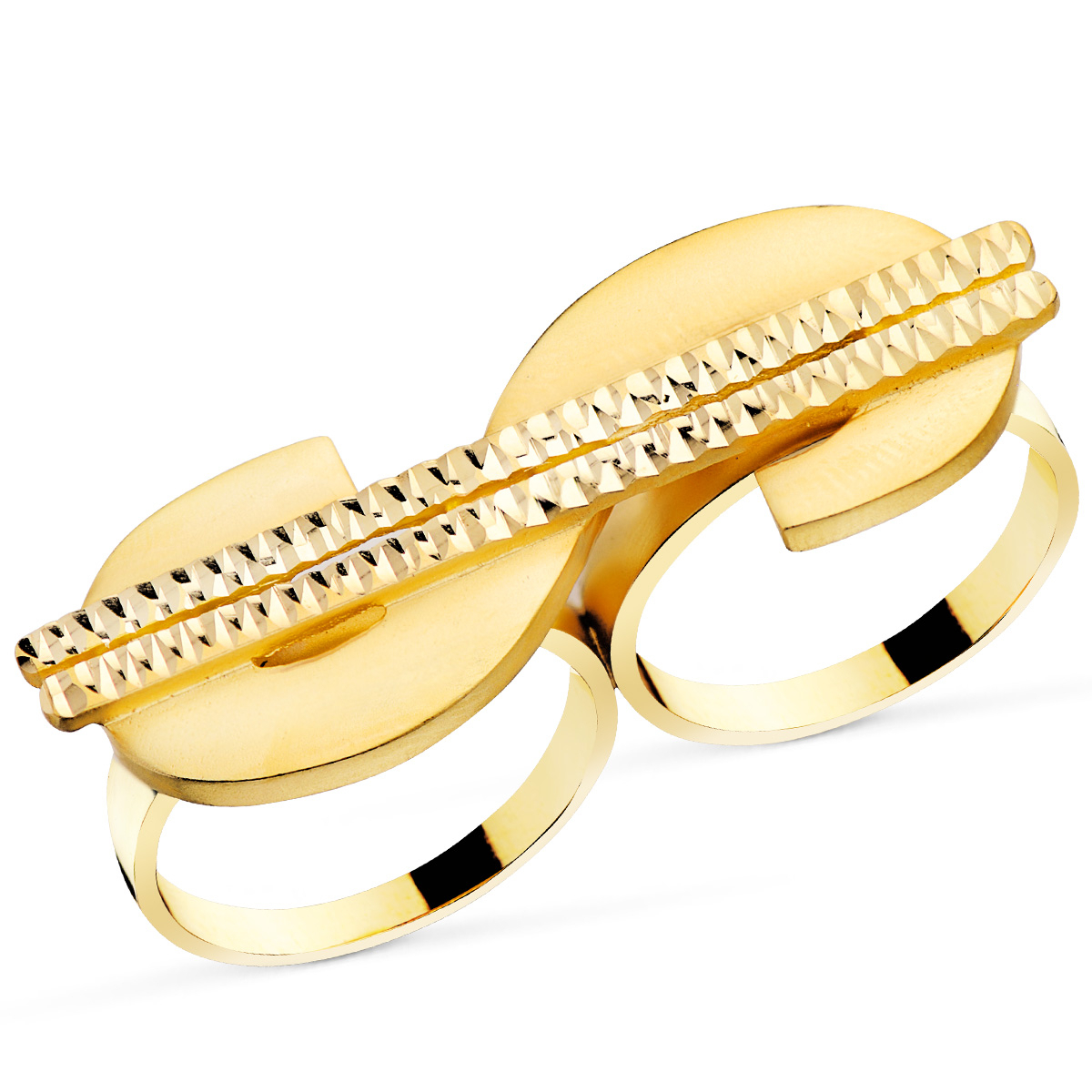 18K SELLO ORO AMARILLO SIMBOLO DOLAR TALLADO DOS CUERPOS 50X17 MM 19