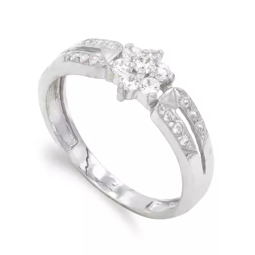 18K SORTIJA ORO BLANCO CON CIRCONITAS. ANCHO: 6