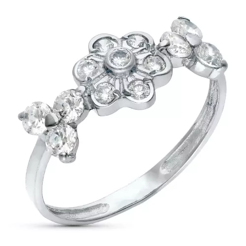 18K SORTIJA ORO BLANCO FLOR CON CIRCONITAS. ANCHO 7 MM 2