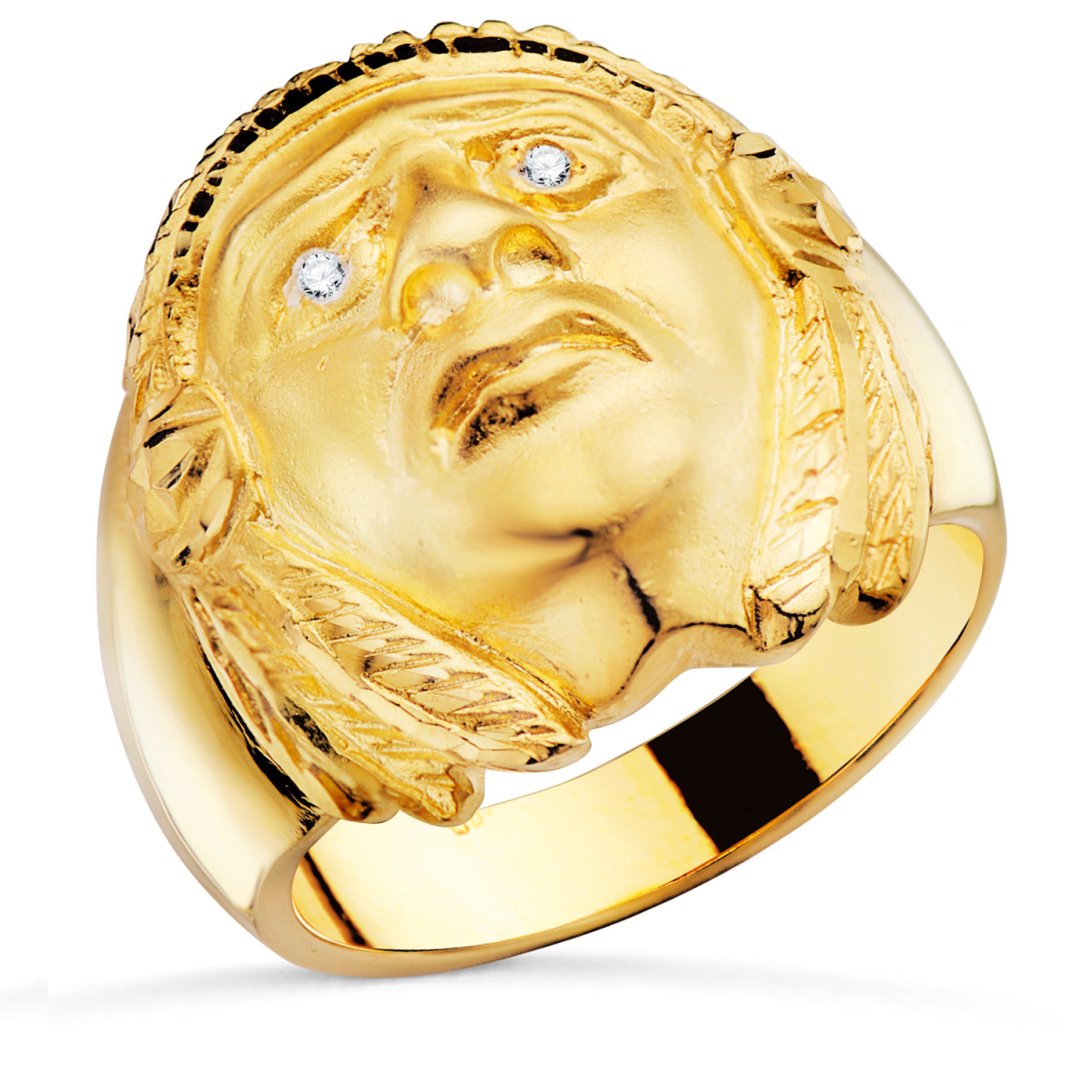 18K SELLO ORO AMARILLO INDIO AMERICANO ANCHO TOTAL 20 MM 15