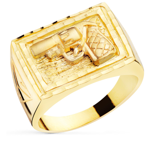 18K SELLO ORO AMARILLO CABALLERO PISTOLA TALLADA RECTANGULAR 21X16 MM 12