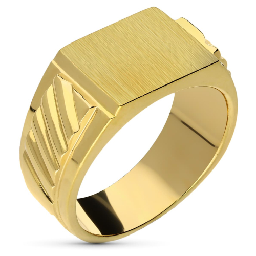 18K SELLO ORO AMARILLO CABALLERO MACIZO GALLONES RECTANGULAR. ZONA GRABADO: 12X10 MM 11