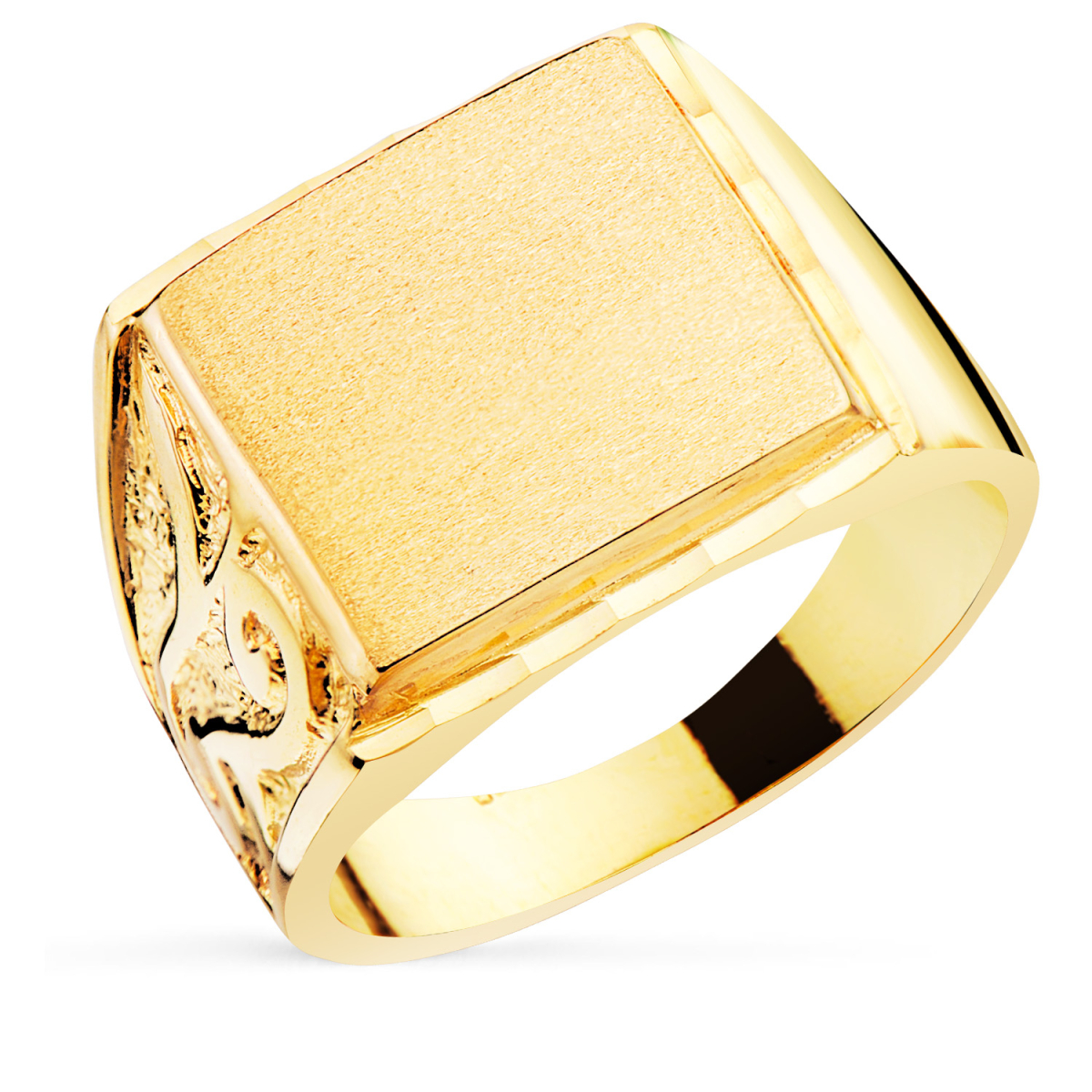 18K SELLO ORO AMARILLO CABALLERO MACIZO TALLADO ZONA GRABADO: 14X14 MM 11