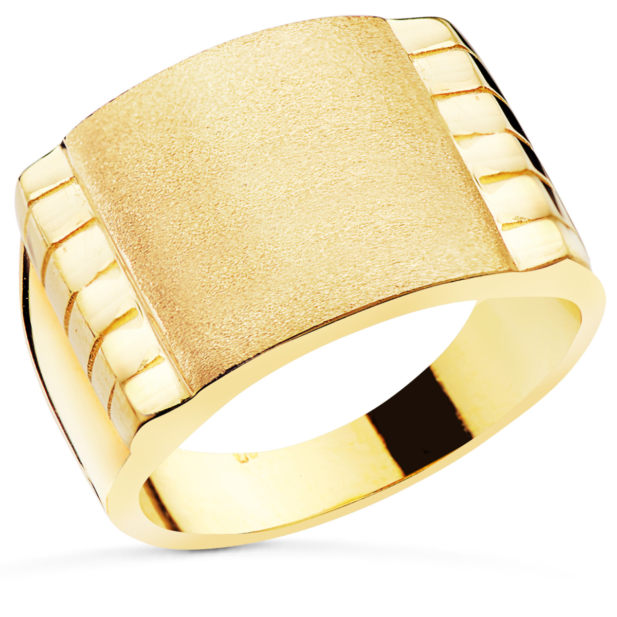18K SELLO ORO AMARILLO CABALLERO MACIZO TALLADOZONA GRABADO 15X15 MM 10